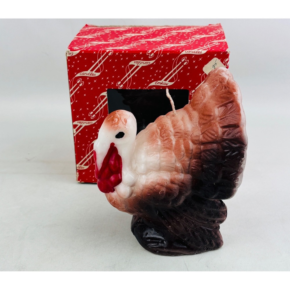 Vintage Emkay Turkey Candle Thanksgiving Holiday Decor Original Box No.‎ 77 USA